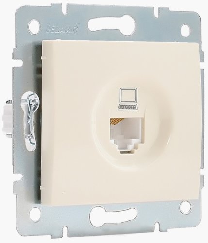 Розетка компьютерная без рамки Lezard Karina 1-м. RJ45 5e кремовый картинка